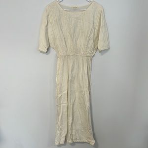 soeur Cream Embroidered Midi Dress